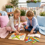 Holzpuzzle Spielzeug mit Montessori Design für kreative Nagelspiele