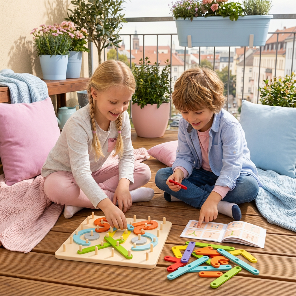 Holzpuzzle Spielzeug mit Montessori Design für kreative Nagelspiele
