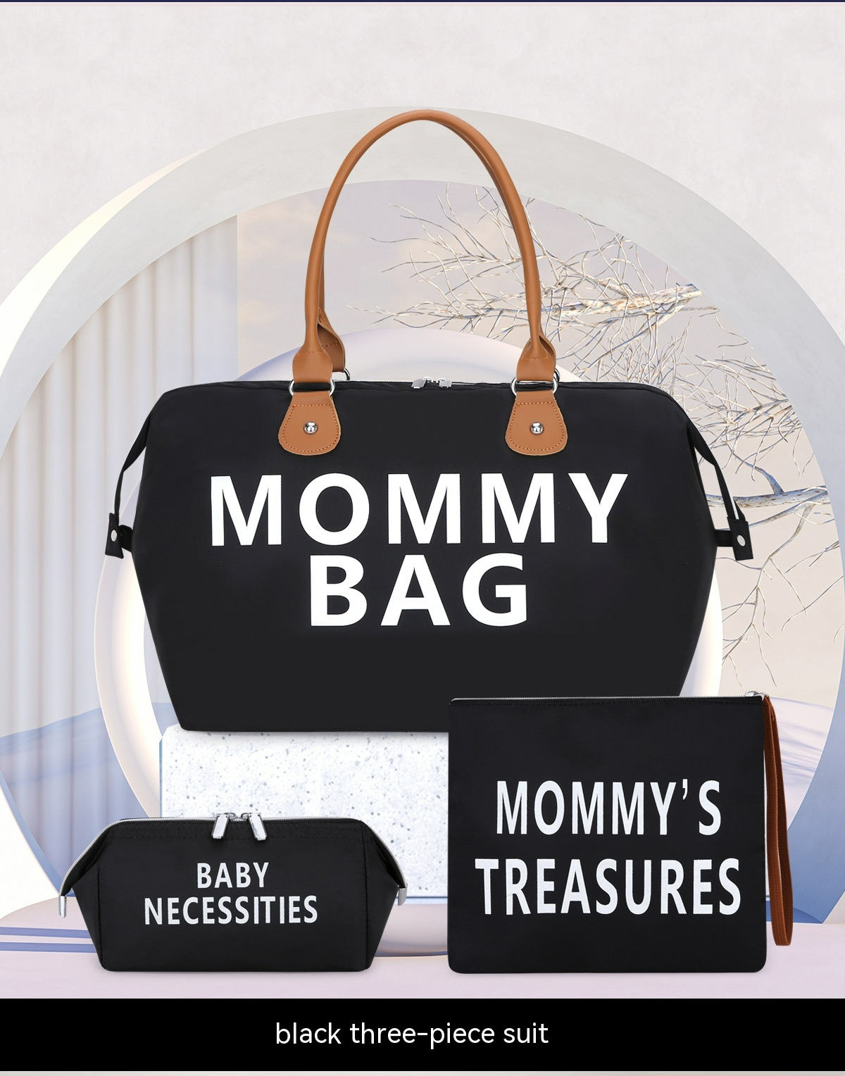 Große Wickeltasche für Babyartikel – 3-teiliges Set