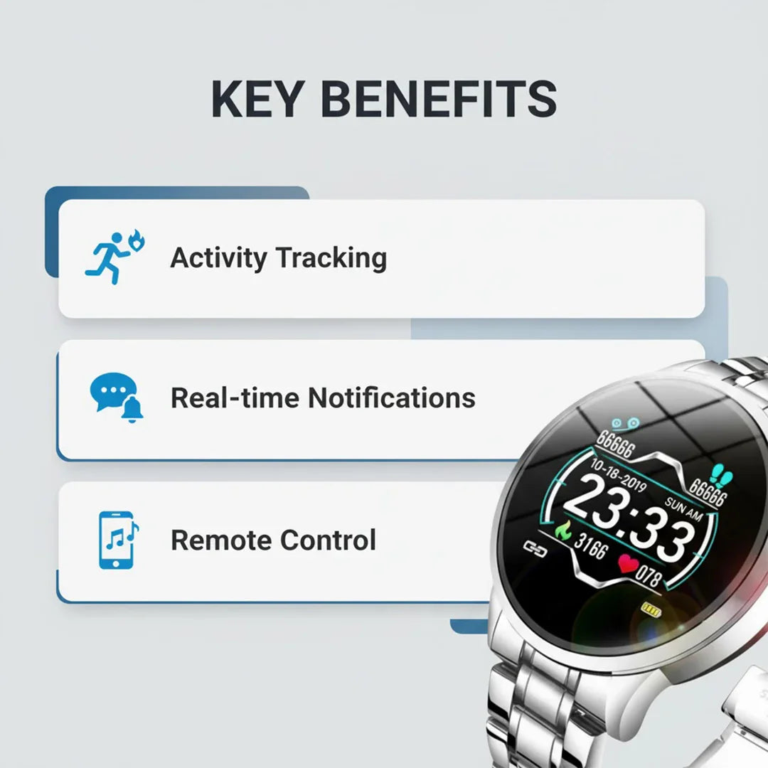 Elegante Smartwatch mit Fitness-Tracking und Benachrichtigungen