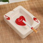 Stylish Ceramic Ashtray with Heart Motif – Square Decor for Home and Office