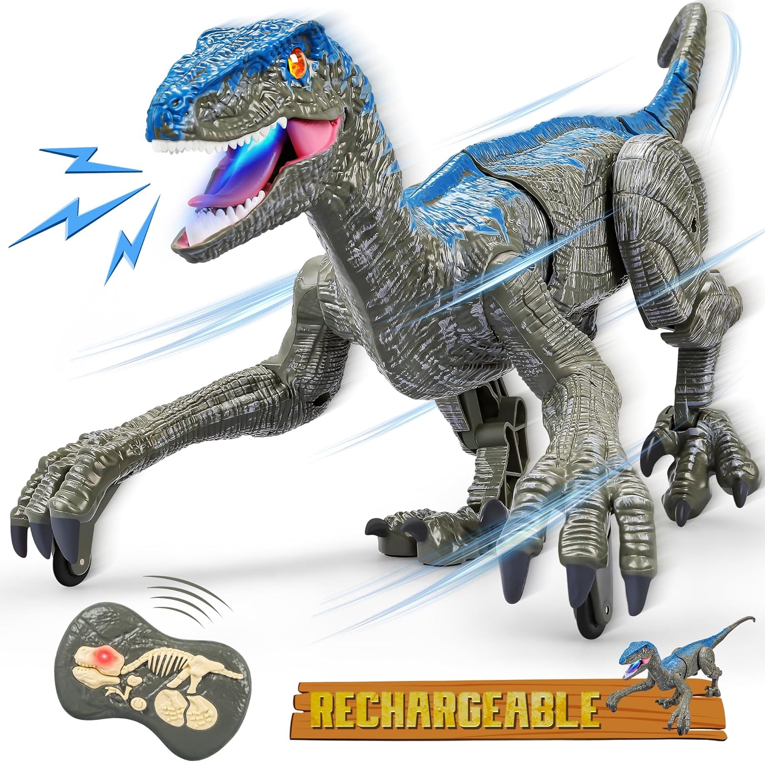Ferngesteuertes Dinosaurier-Spielzeug mit Lichtern und Geräuschen
