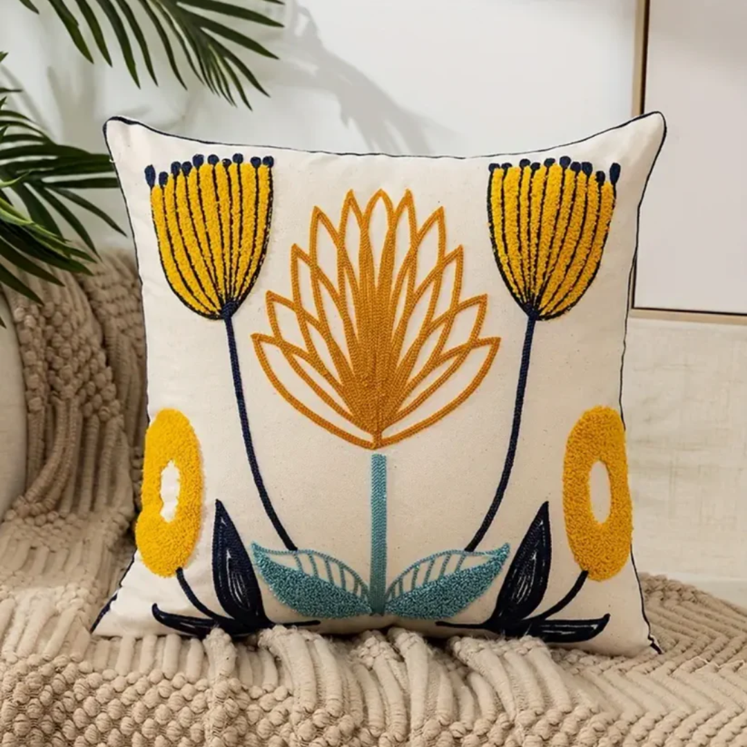 Dekoratives Kissen FloraSoft – Blumenmotiv mit abnehmbarem Bezug