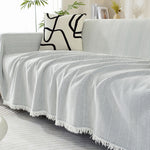 Elegante Chenille-Decke mit Fransen für Ihr Sofa