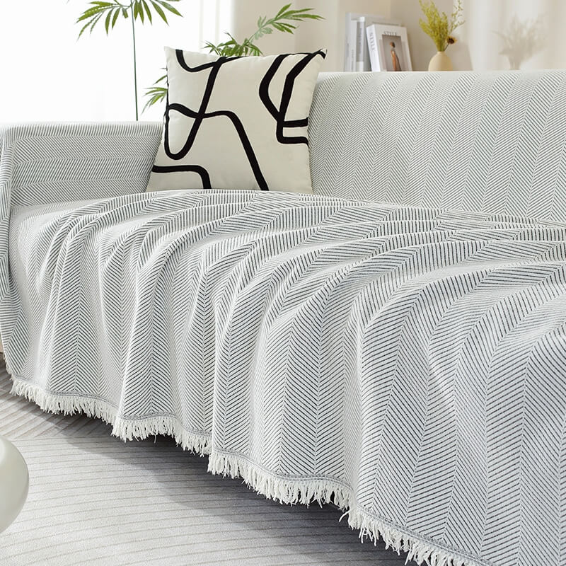 Elegante Chenille-Decke mit Fransen für Ihr Sofa