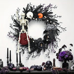 Halloween Türkranz mit Skelett und Kürbis – Stimmungsvoll saisonale Dekoration