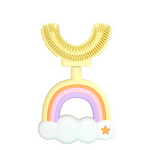 Regenbogenfarbene U-förmige Silikonzahnbürste für Kinder