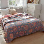 Vielseitige Baumwoll-Decke mit floralen Motiven