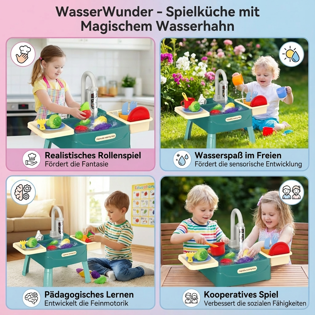 Spielküche mit Wasserhahn und magischen Funktionen