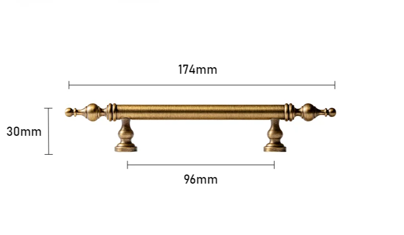 Eleganter T-Bar Möbelgriff aus massivem Messing im Antiklook