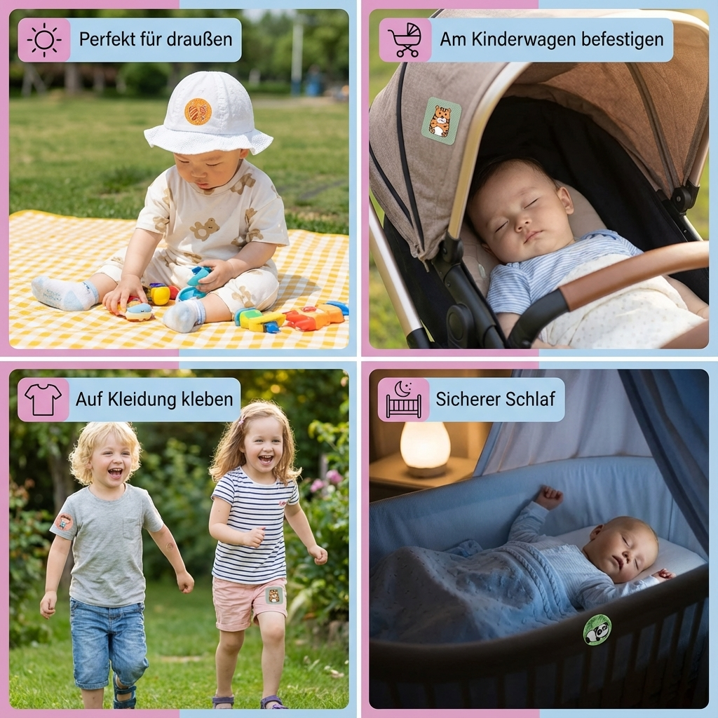 100 Stück Mückenabwehr Aufkleber für Kinder und Babys – Natürliche Lösung