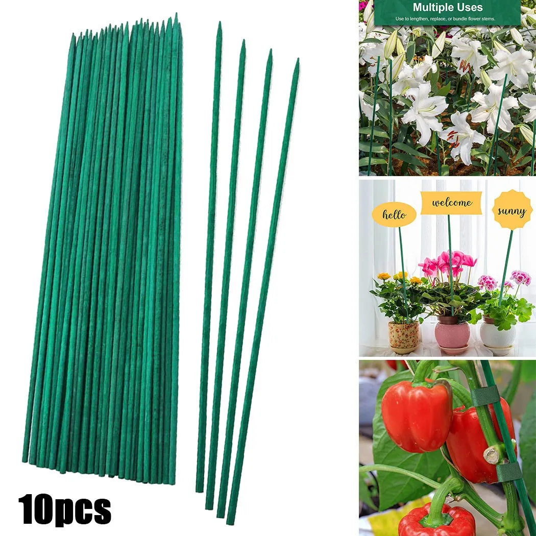 BambooPro Plant Supports 40 cm | Set of 10 | Green | Stability for Your Garden