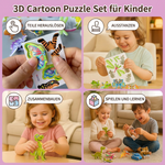 Puzzle Set mit 3D Cartoon Motiven für Kinder