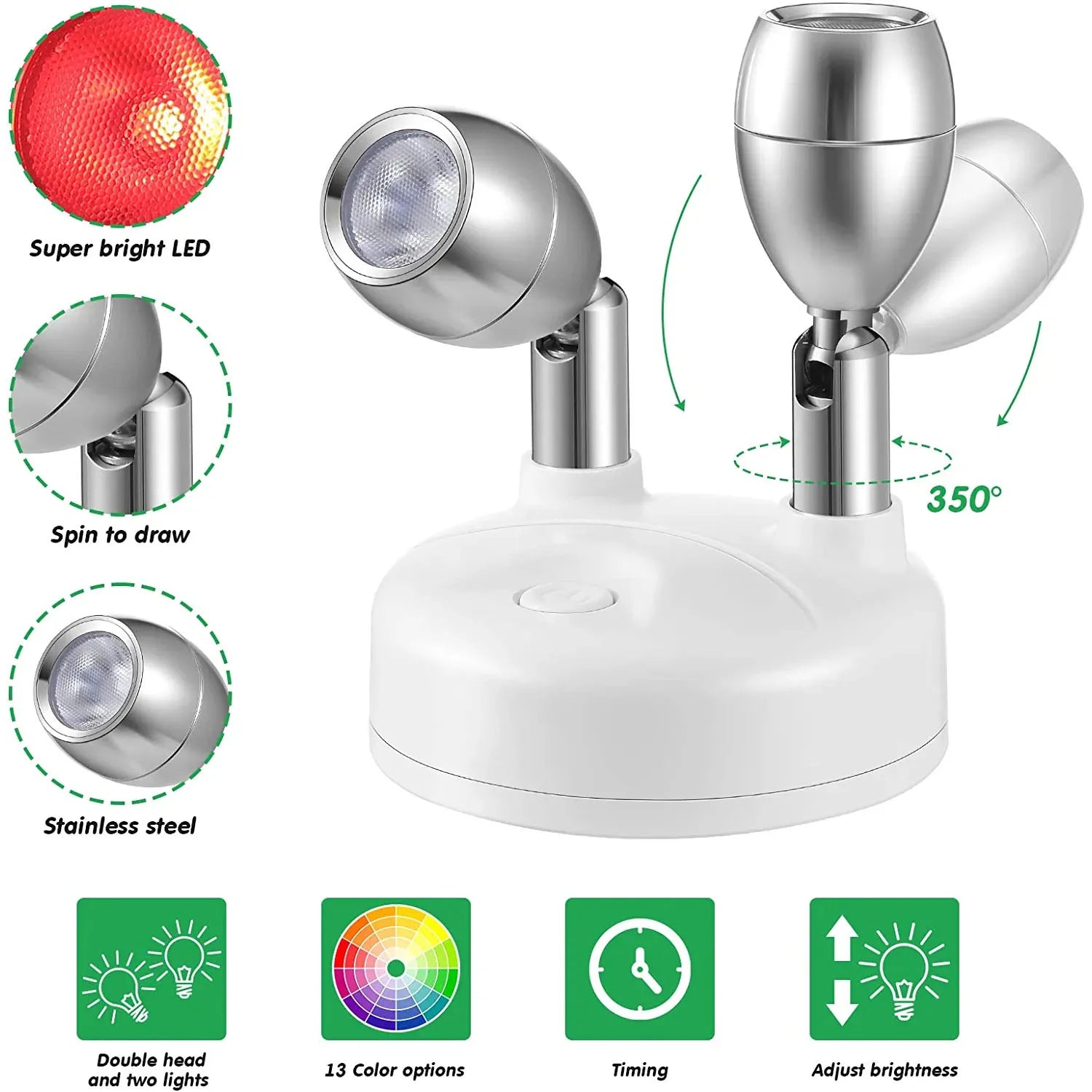 SmartLight Duo | 2er-Set kabellose LED-Leuchten mit Fernbedienung | RGB-Farbwechsel & Timer | Flexibel für kreative Akzente