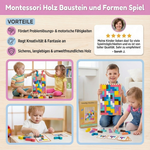Holzspielzeug mit Montessori Bausteinen und Formen