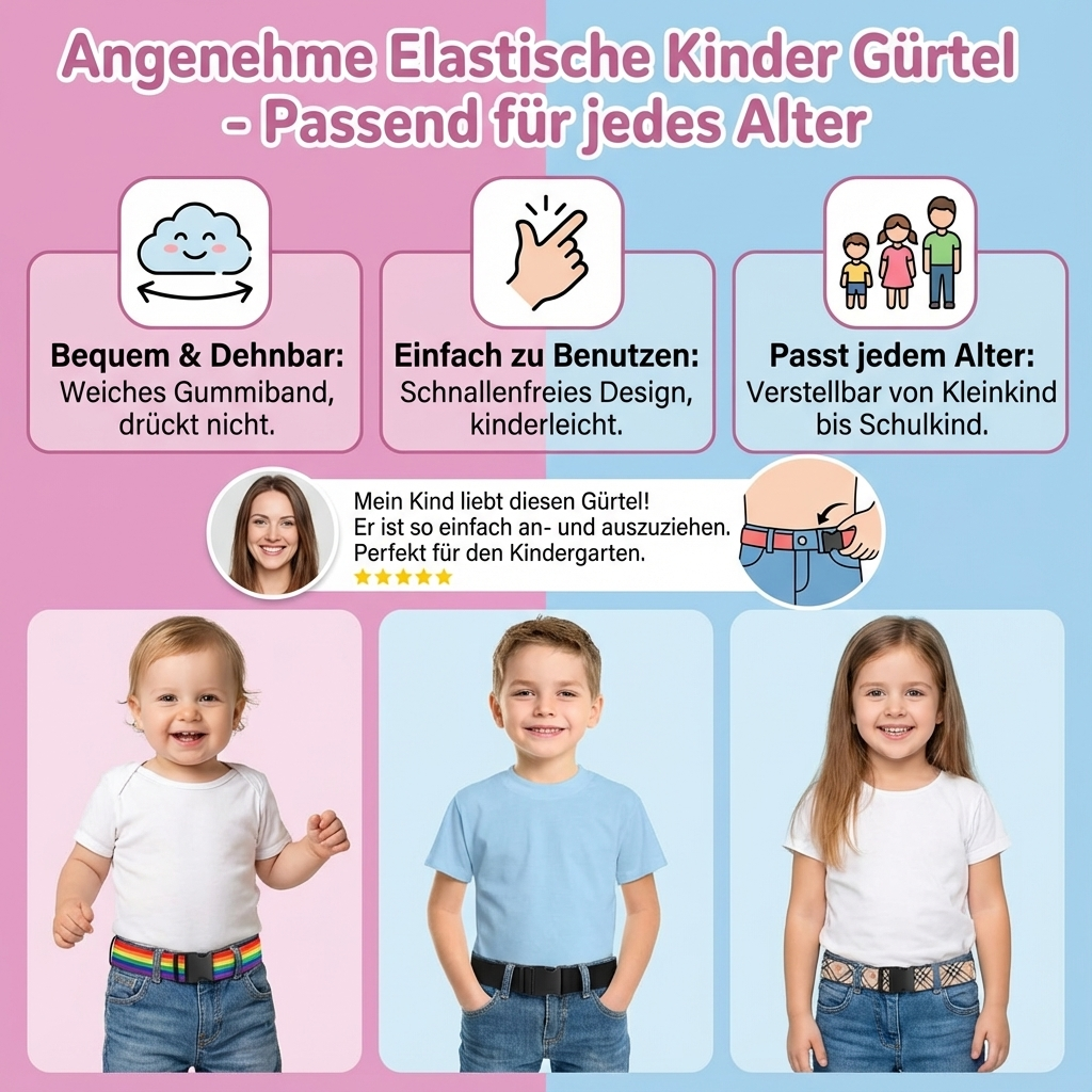 Elastischer Kinder-Gürtel für angenehmen Tragekomfort - Für alle Altersgruppen