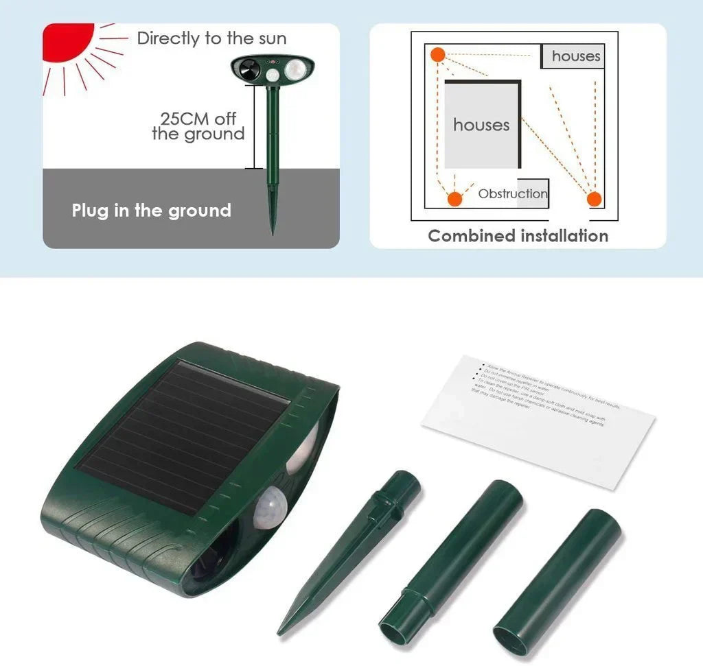 Sonniger Schutz | Ultrasonic Tierabwehrgerät für Gärten