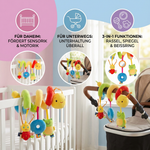 Spielzeug Rassel für Zuhause und unterwegs – 3in1 Raupen-Design