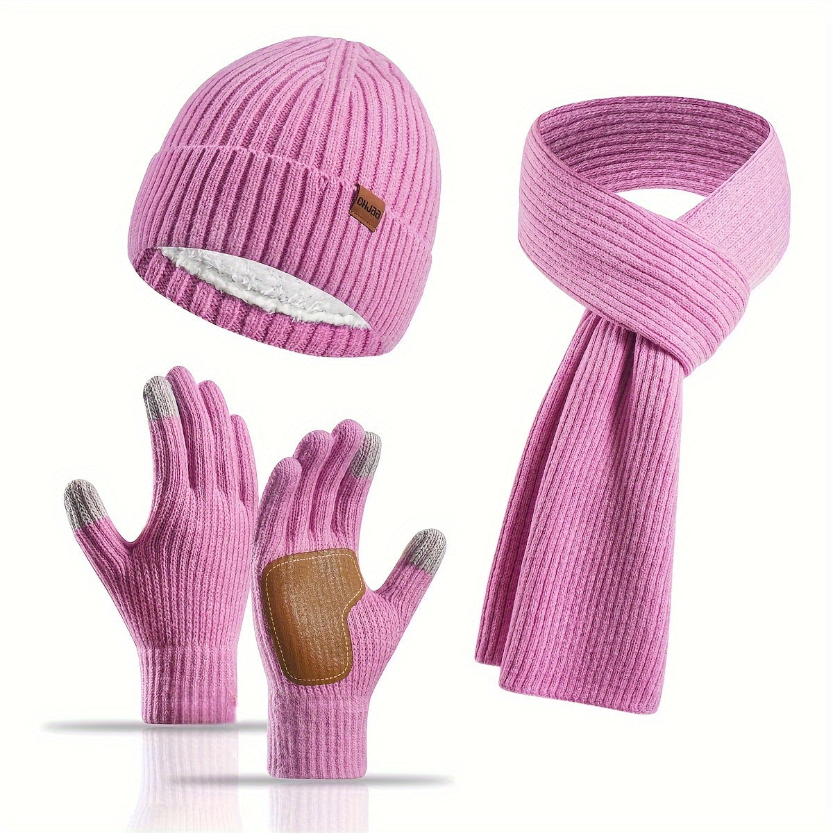Gemütliches Winterset – Strickmütze, Schal und Handschuhe für Alle