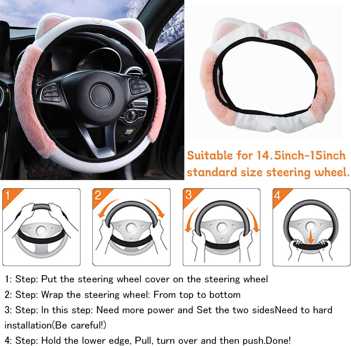Cozy Steering Wheel Cover with Playful Ear Design