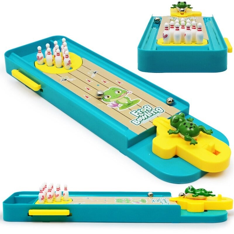Mini-Bowling mit Frosch-Motiv – Geschicklichkeitsspiel für Kinder