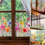 Bunte Fensteraufkleber mit Blumen- und Schmetterlingsmotiven