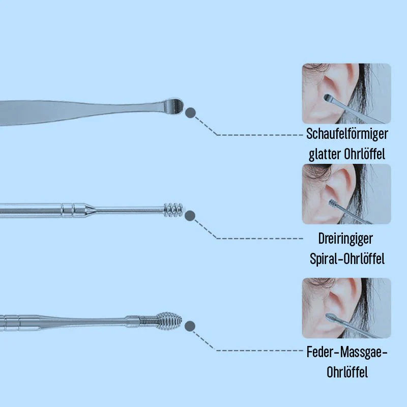 Hygienisches Ohrreinigungsset aus Edelstahl - 6-teiliges Set