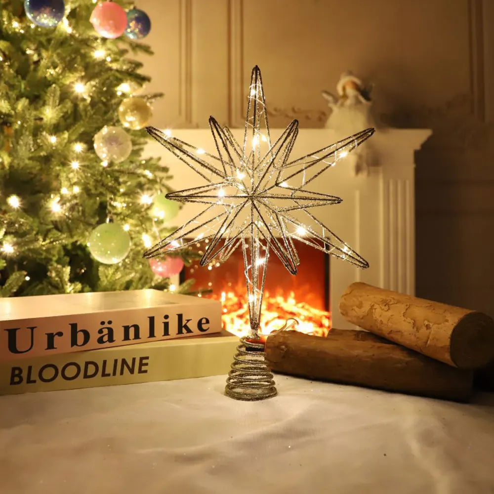 Festlicher Goldstern mit LED-Beleuchtung für den Weihnachtsbaum