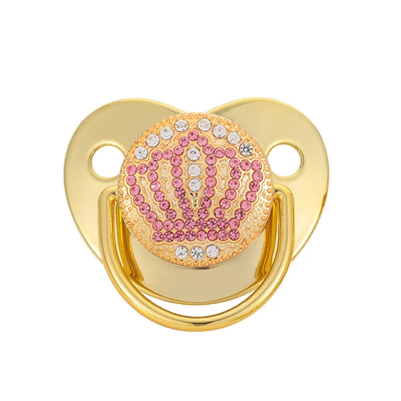 Schnuller im Luxusdesign mit Strass und Kronen-Details – Gold