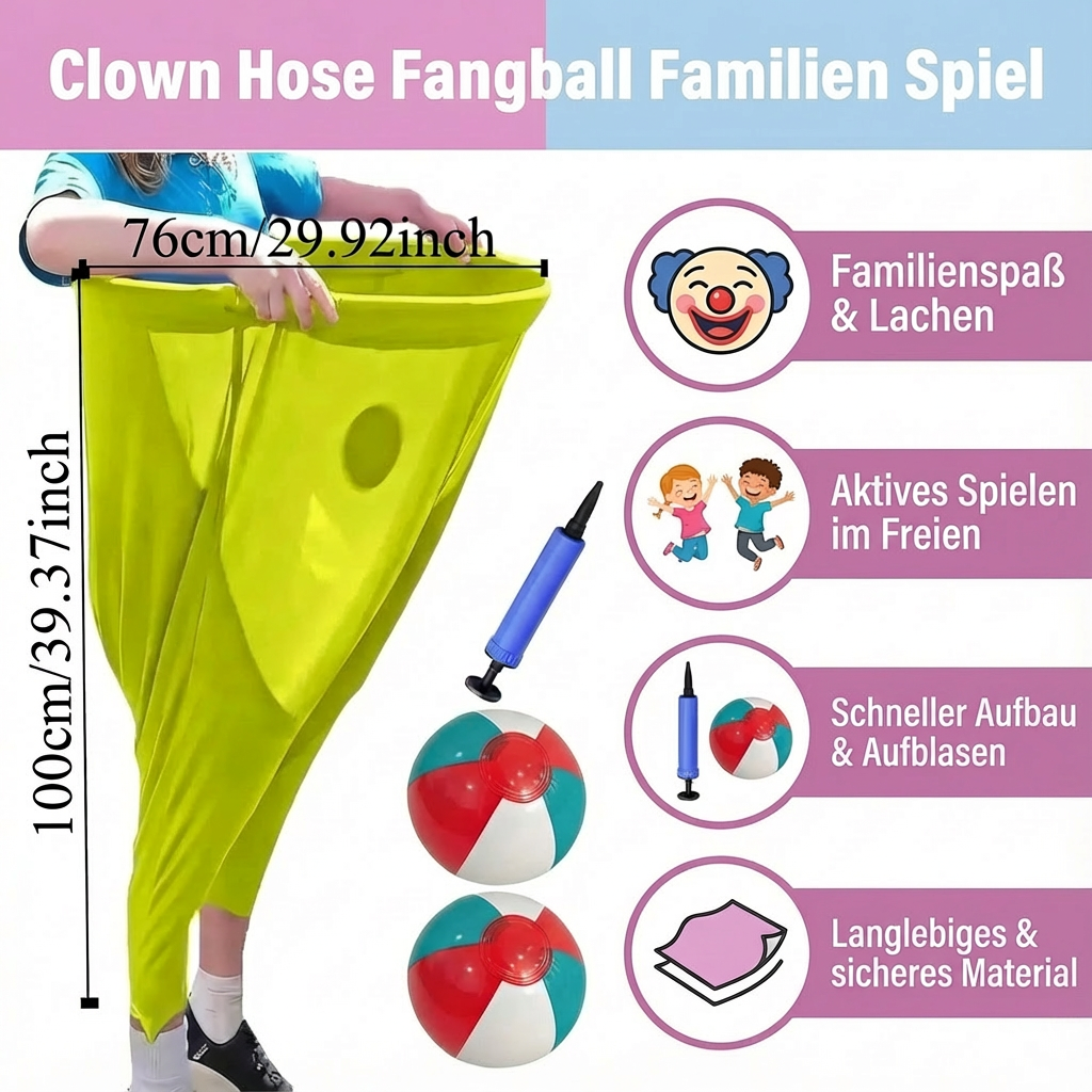 Familien Spiel mit Clown-Hose Fangball
