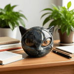 Smarte Katzenkopf Skulptur – Fesselnder Blick und Eleganz