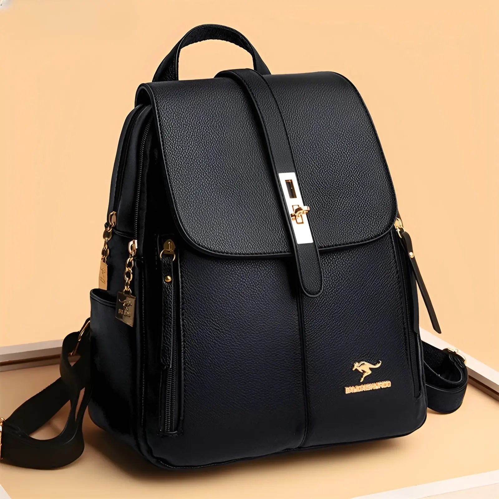 Stylish backpack made of high-quality leather for everyday use
