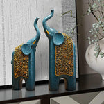 Elegante Elefanten-Figuren im Retro-Stil mit goldenen Akzenten (2er Set)
