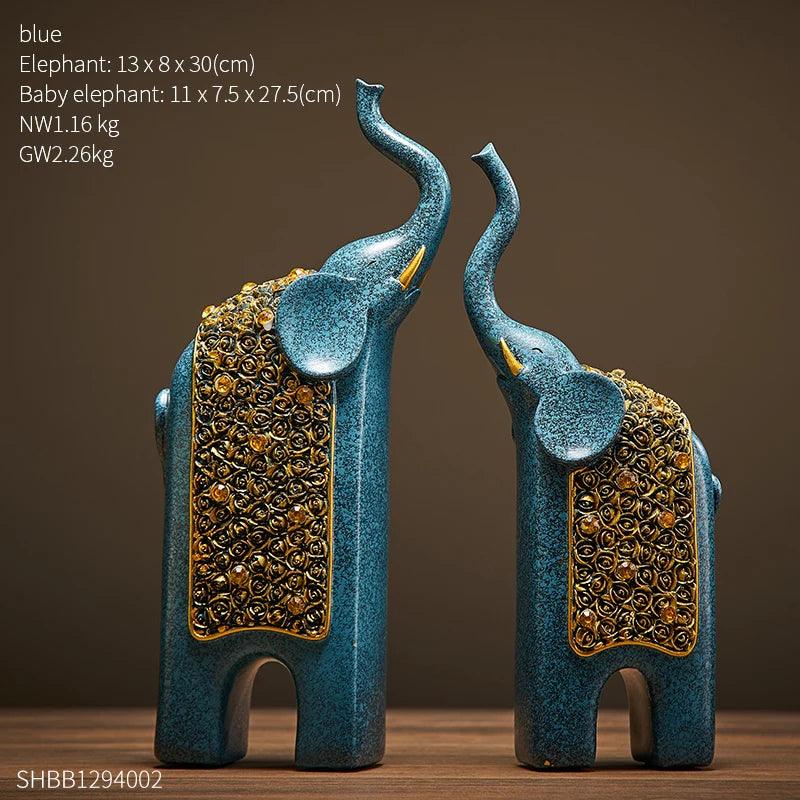 Elegante Elefanten-Figuren im Retro-Stil mit goldenen Akzenten (2er Set)