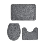 3-piece Non-slip Bath Mat Set - Soft Microfiber with Modern Stripe Pattern