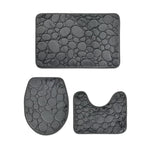 3-piece Non-slip Bath Mat Set - Soft Microfiber with Modern Stripe Pattern