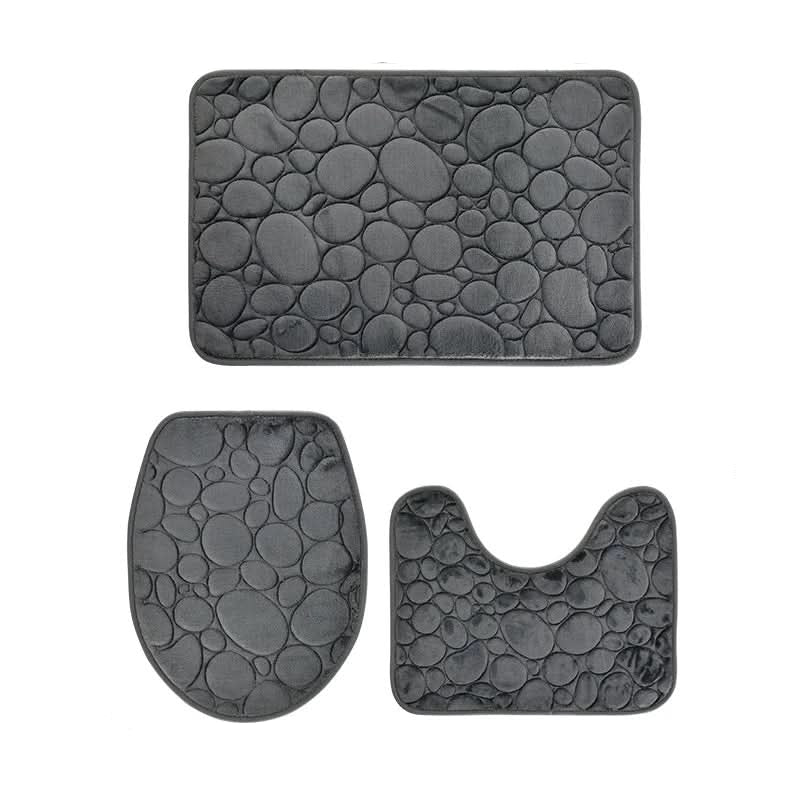 3-piece Non-slip Bath Mat Set - Soft Microfiber with Modern Stripe Pattern