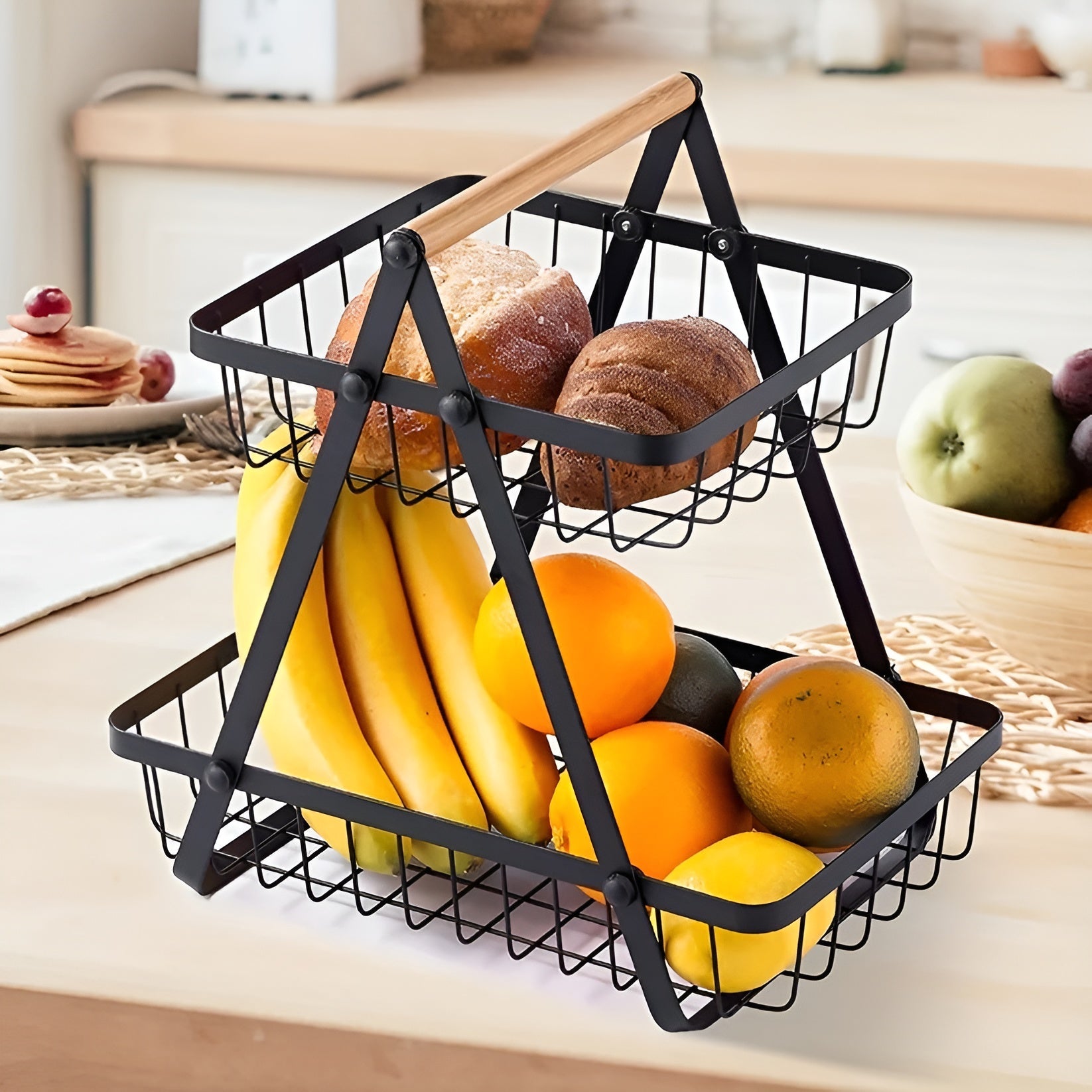 Stilvoller 3-stufiger Obstständer aus Metall – Platzsparend und Elegant