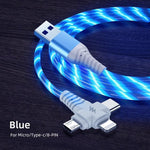 Multifunktionales LED-Ladekabel mit drei Anschlüssen