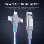 Multifunktionales LED-Ladekabel mit drei Anschlüssen