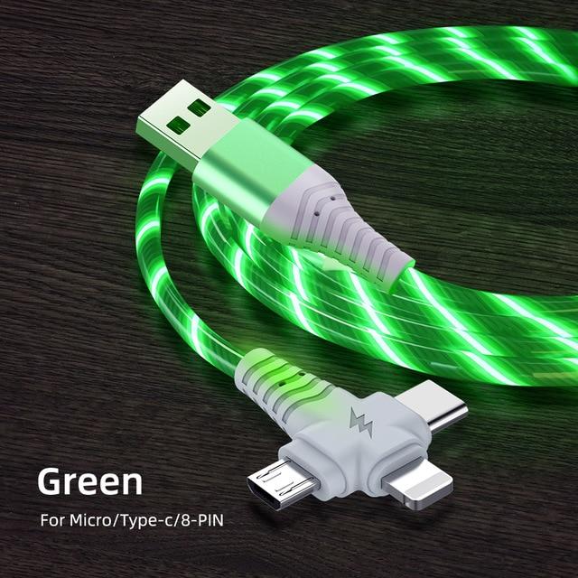 Multifunktionales LED-Ladekabel mit drei Anschlüssen