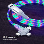 Multifunktionales LED-Ladekabel mit drei Anschlüssen