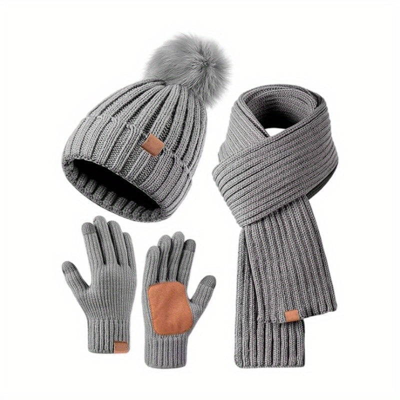 WinterWarm 3-in-1 Set – Mütze, Schal und Touchscreen-Handschuhe