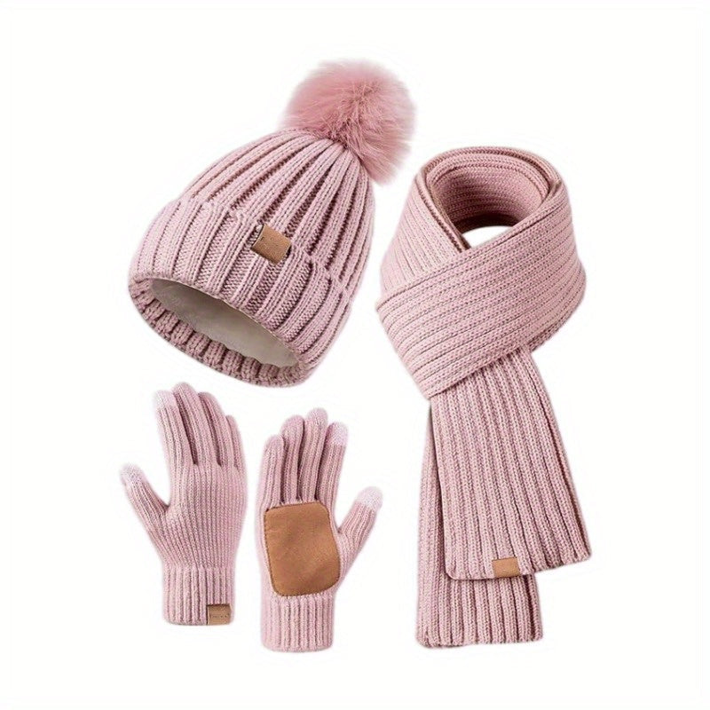 WinterWarm 3-in-1 Set – Mütze, Schal und Touchscreen-Handschuhe