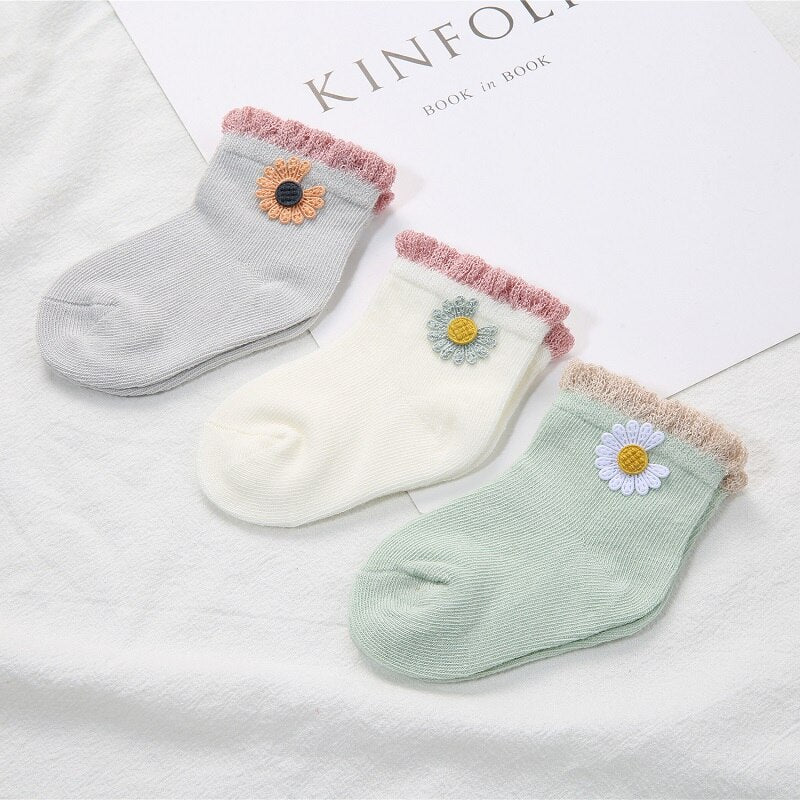 3 Pairs of Soft Cotton Socks for Newborns