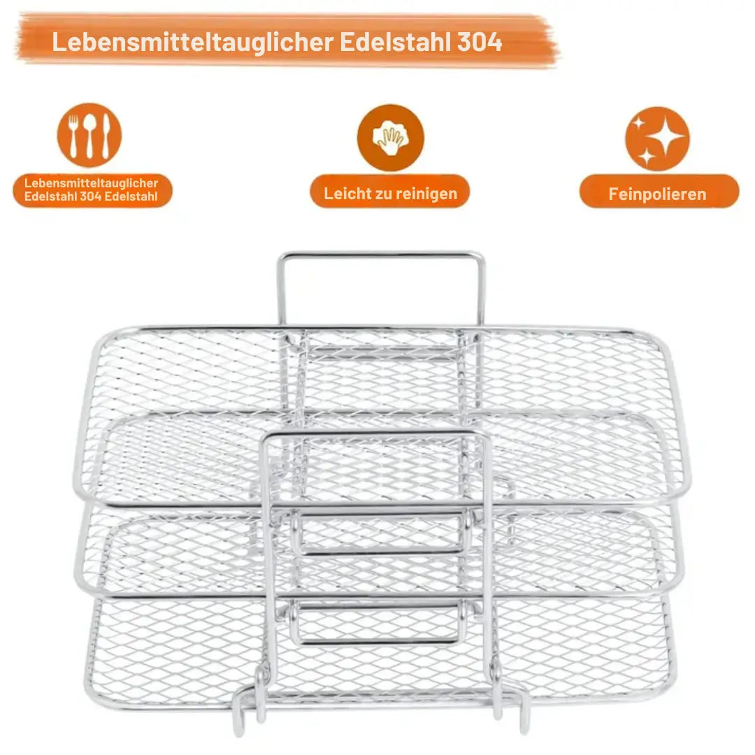 3-stufiges Edelstahl-Rost für optimalen Garraum