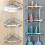 Platzsparendes Aluminium-Eckregal für Badezimmer – Silber