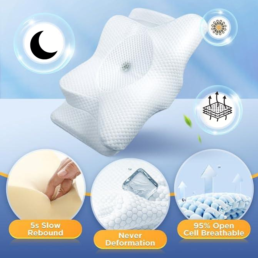 Ergonomic Sleeping Pillow | Optimal Support for Neck and Head | White