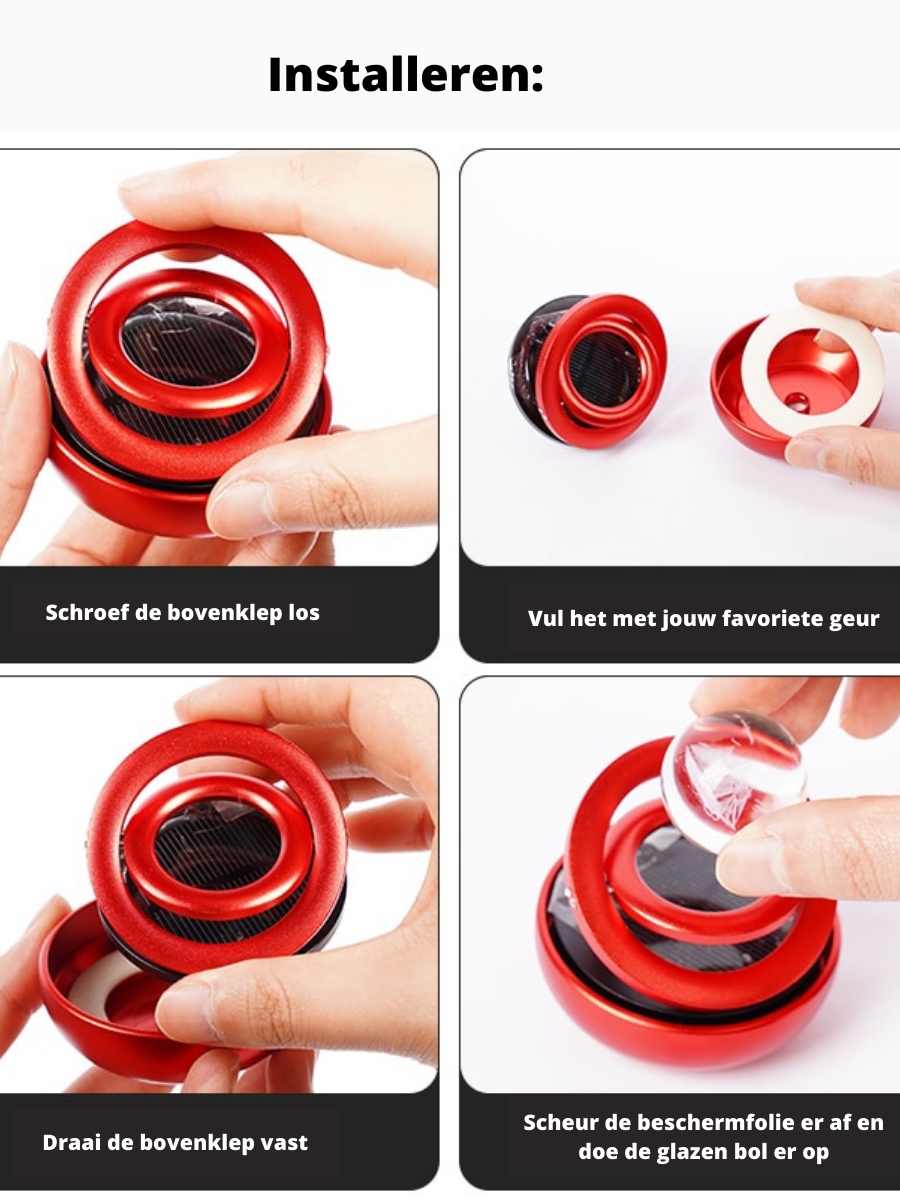 Solarer Auto-Lufterfrischer – Elegantes Rotationsdesign mit Duftstein