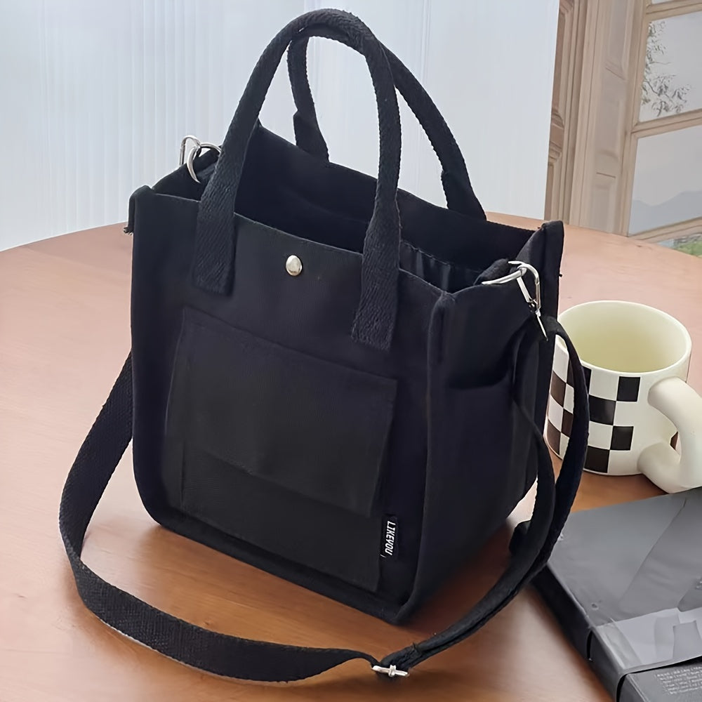 UrbanEase Canvas Umhängetasche – Weiße Schultertasche mit Magnetverschluss und verstellbarem Gurt